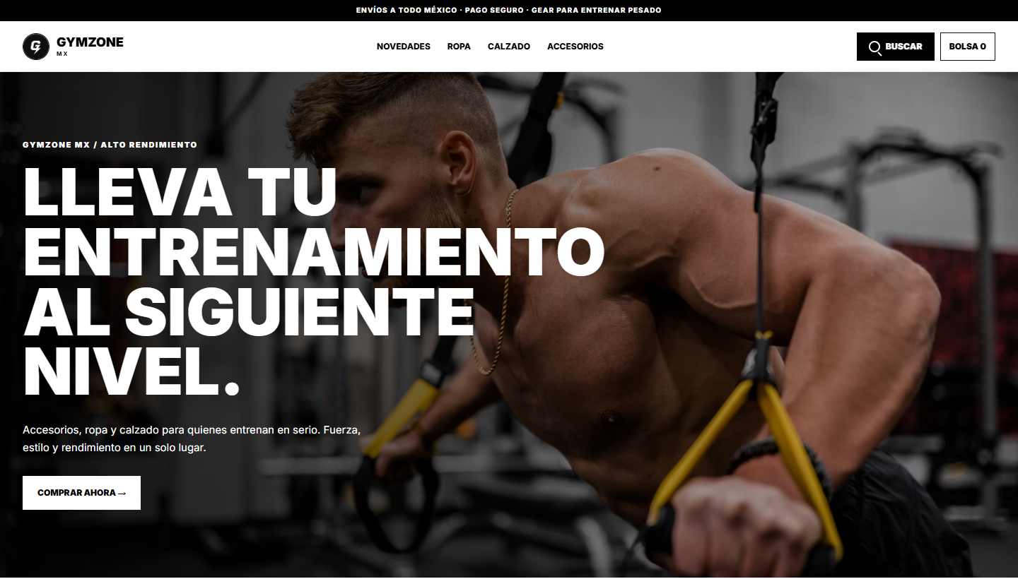 Captura del sitio Gymzone MX